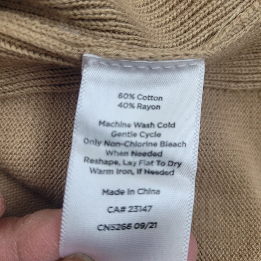 Talbot's girlfriend varsity tan cardigan white trim preppy normcore academia S - Picture 9 of 11